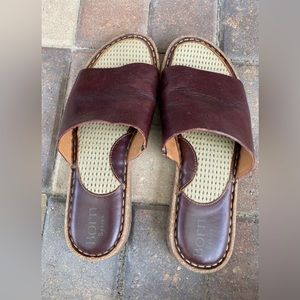 Born Playa Basic Women’s Brown Leather Sandals EUC Size 10 / 42 M/W Summer Shoes